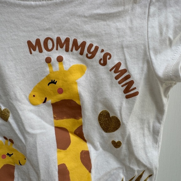 The Children's Place 2T White and Gold Mommy’s Mini Giraffe Short Sleeve Shirt - Picture 2 of 5
